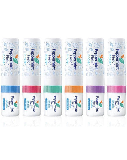 Peppermint Field Inhaler – Thai Herbal Nasal Stick with Essential Oils, 6 Sticks x 2 Packs (Total 12 Inhalers)