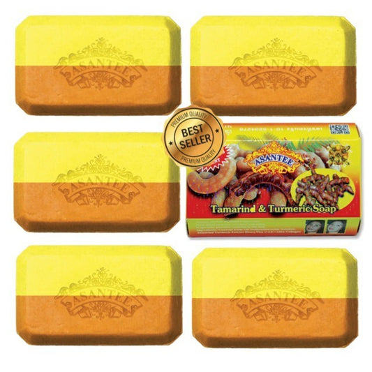 Asantee Tamarind & Turmeric Herbal Soap – Brightening, Anti-Acne & Exfoliating – 6 Bars x 125g – Thai Natural Skincare