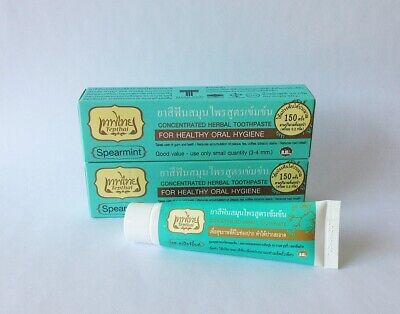 Tepthai Herbal Toothpaste Spearmint – Natural Thai Herbal Toothpaste for Fresh Breath | 2 × 70g Pack