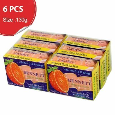 Bennett Vitamin C & E Natural Soap – Skin Brightening Herbal Soap – 130g x 6 Bars | Thai Whitening Soap Pack