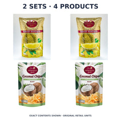 Sriwanna Gold Crispy Durian & Coconut Duo – 2 Sets · 4 Products — exact quantity shown on white background