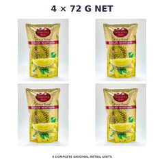Sriwanna Gold Freeze-Dried Monthong Durian – 4 × 72 g net — exact quantity shown on white background