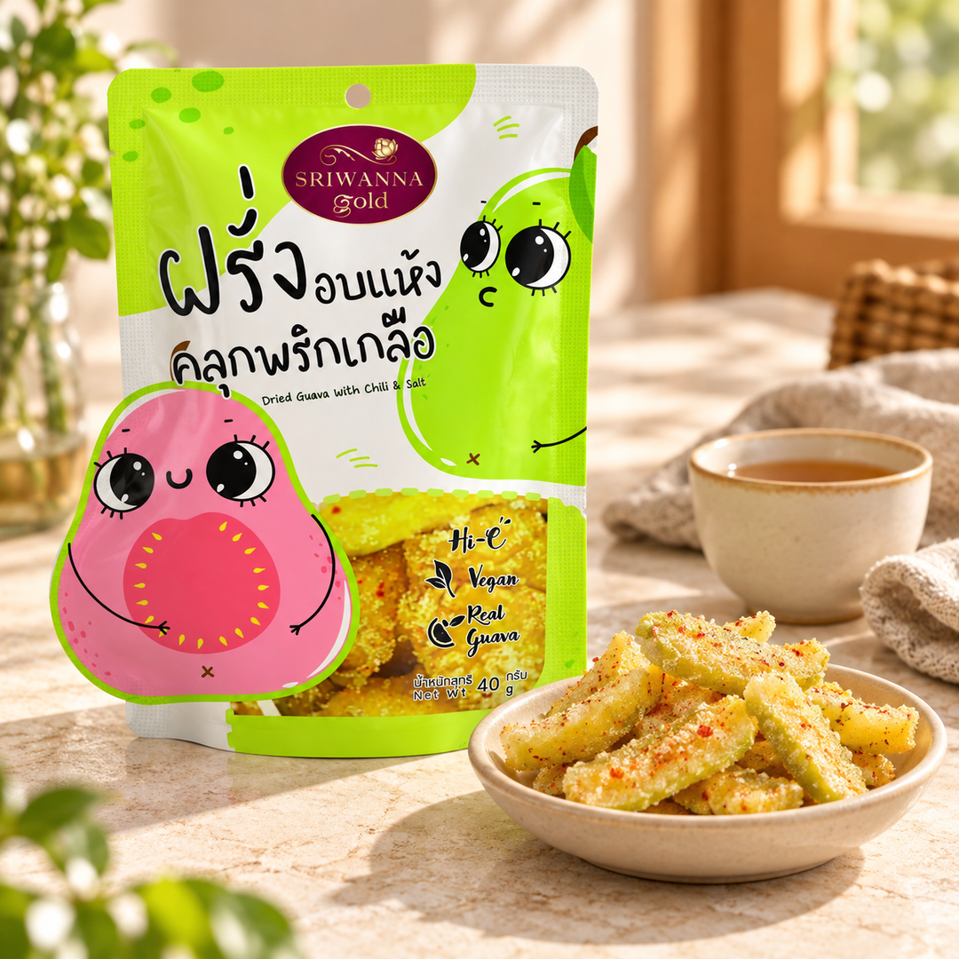 Sriwanna Gold Dried Guava with Chili & Salt 40 g — lifestyle view 2, serving or routine illustration