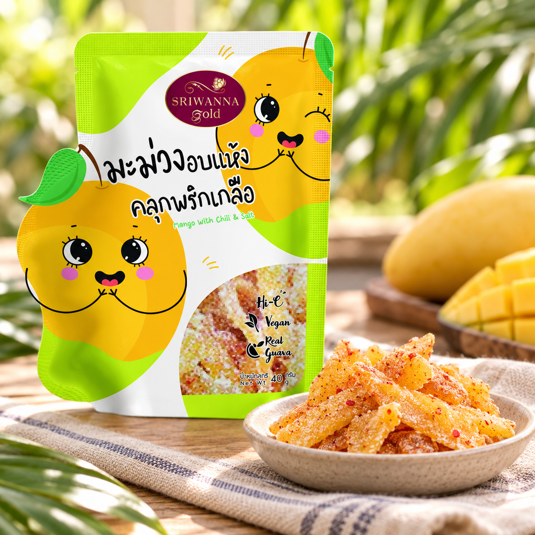 Sriwanna Gold Dried Mango with Chili & Salt 40 g — lifestyle view 1, serving or routine illustration