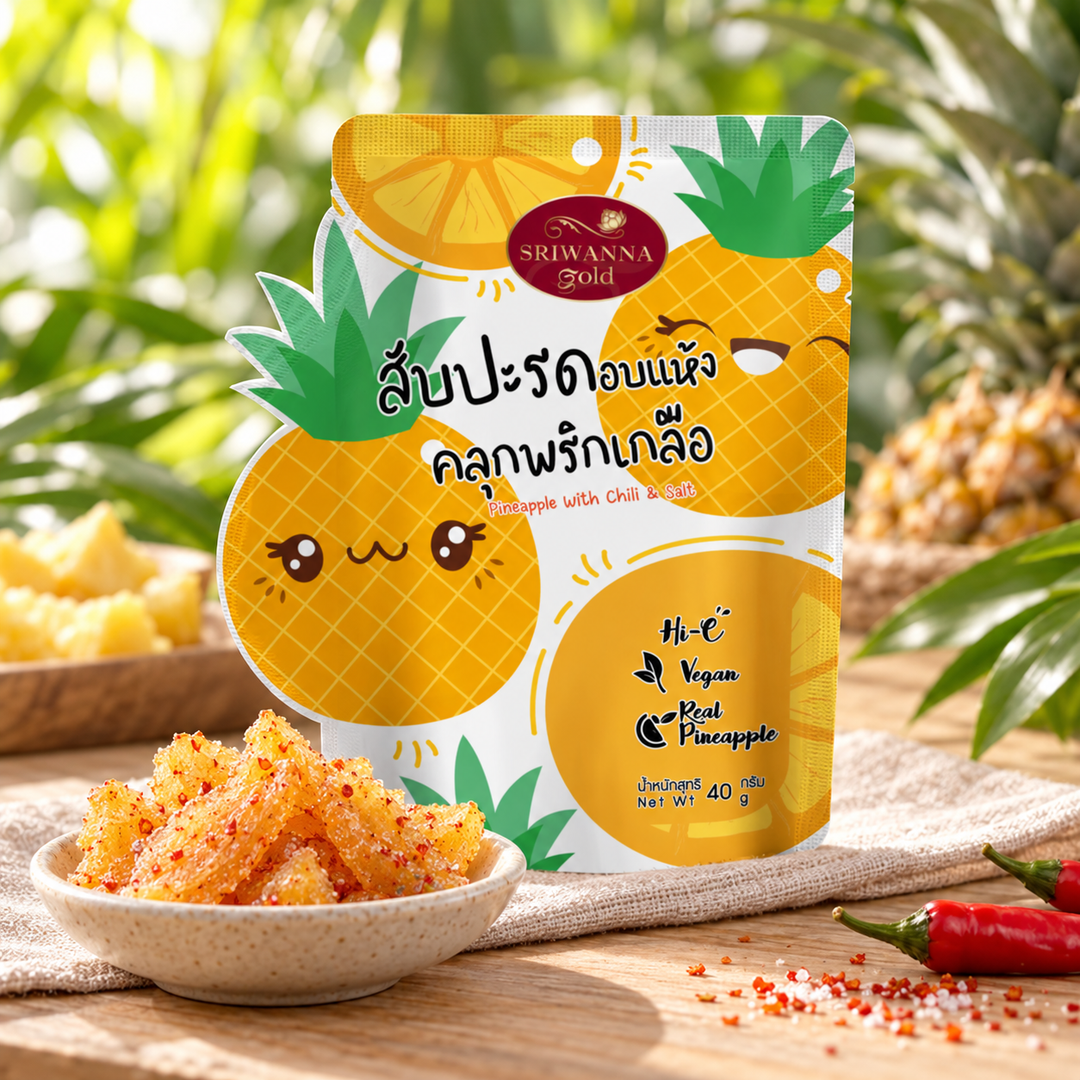 Sriwanna Gold Dried Pineapple with Chili & Salt 40 g — lifestyle view 1, serving or routine illustration