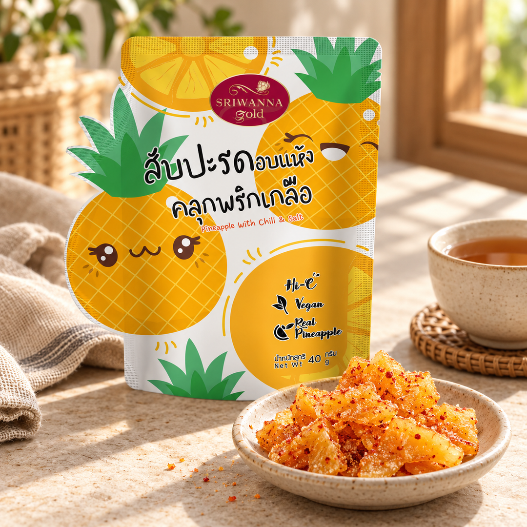 Sriwanna Gold Dried Pineapple with Chili & Salt 40 g — lifestyle view 2, serving or routine illustration