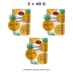 Sriwanna Gold Dried Pineapple with Chili & Salt – 3 × 40 g — exact quantity shown on white background