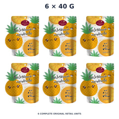 Sriwanna Gold Dried Pineapple with Chili & Salt – 6 × 40 g — exact quantity shown on white background