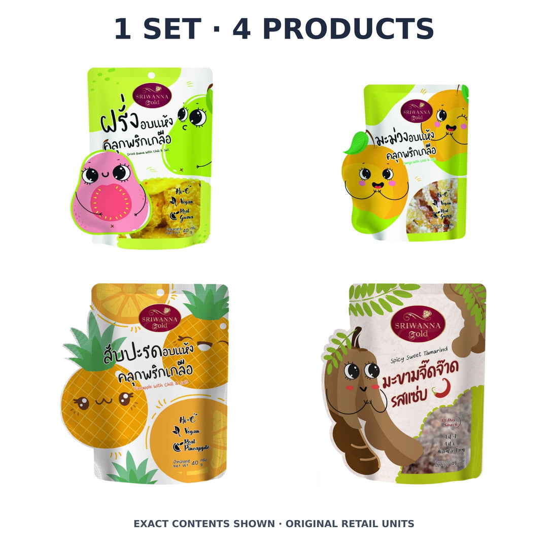 Sriwanna Gold Chili Fruit & Tamarind Discovery – 1 Set · 4 Products — exact quantity shown on white background