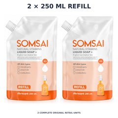 Somsai Natural Vitamins Liquid Soap+ Refill – 2 × 250 ml refill — exact quantity shown on white background