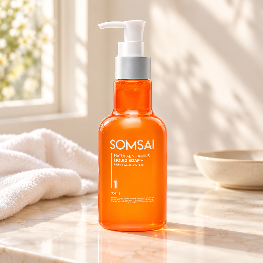 Somsai Natural Vitamins Liquid Soap+ 300 ml — lifestyle view 2, serving or routine illustration