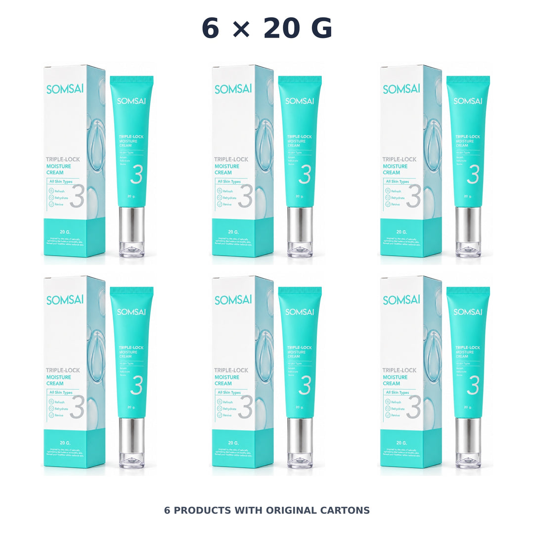 Somsai Triple-Lock Moisture Cream – 6 × 20 g — exact quantity shown on white background