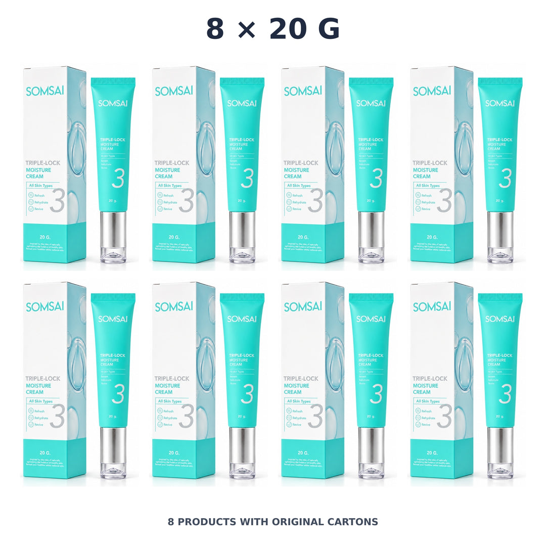 Somsai Triple-Lock Moisture Cream – 8 × 20 g — exact quantity shown on white background
