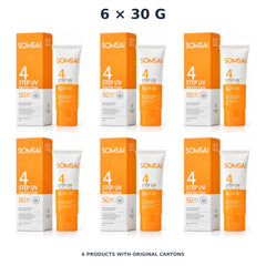 Somsai 4-Step UV Protection SPF50+ PA++++ – 6 × 30 g — exact quantity shown on white background