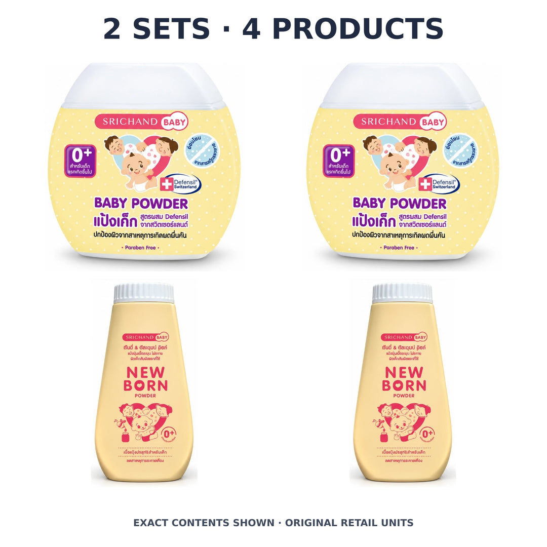 Srichand Baby Powder & Newborn Powder Duo – 2 Sets · 4 Products — exact quantity shown on white background