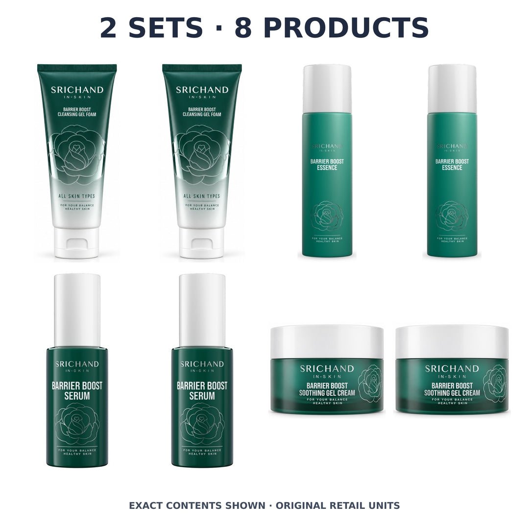 Srichand Barrier Boost Four-Step Routine – 2 Sets · 8 Products — exact quantity shown on white background