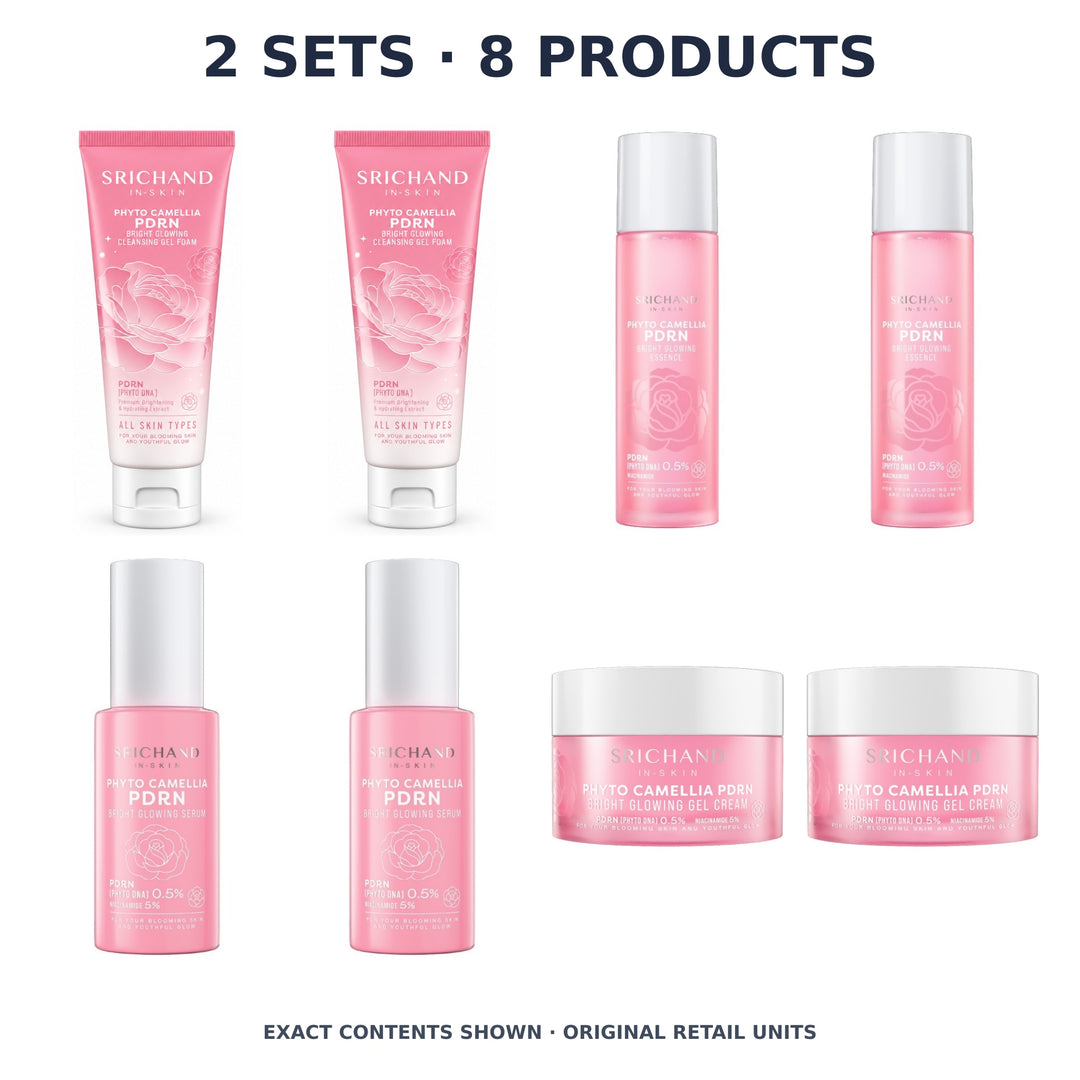 Srichand Phyto Camellia PDRN Four-Step Routine – 2 Sets · 8 Products — exact quantity shown on white background