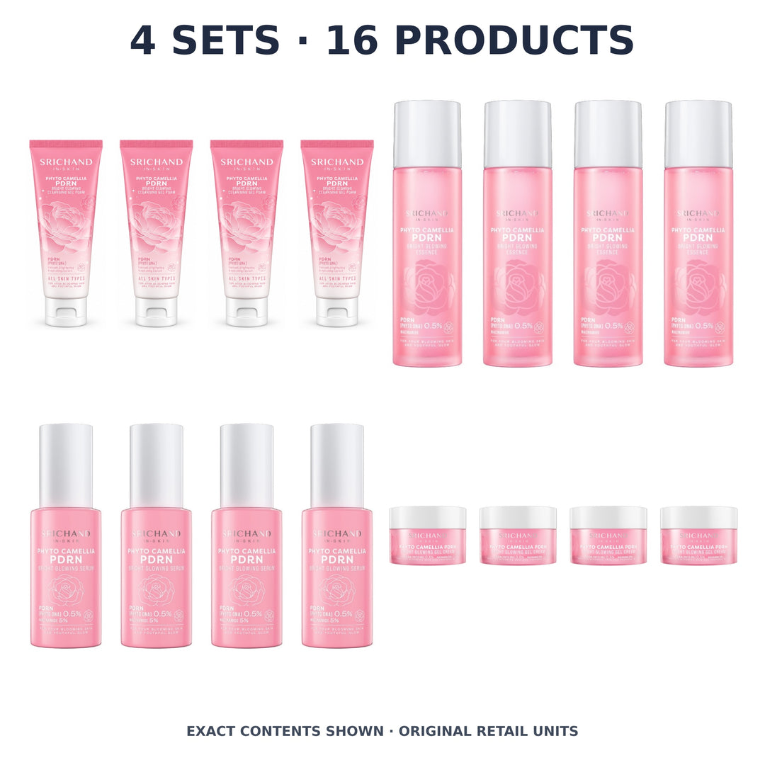 Srichand Phyto Camellia PDRN Four-Step Routine – 4 Sets · 16 Products — exact quantity shown on white background