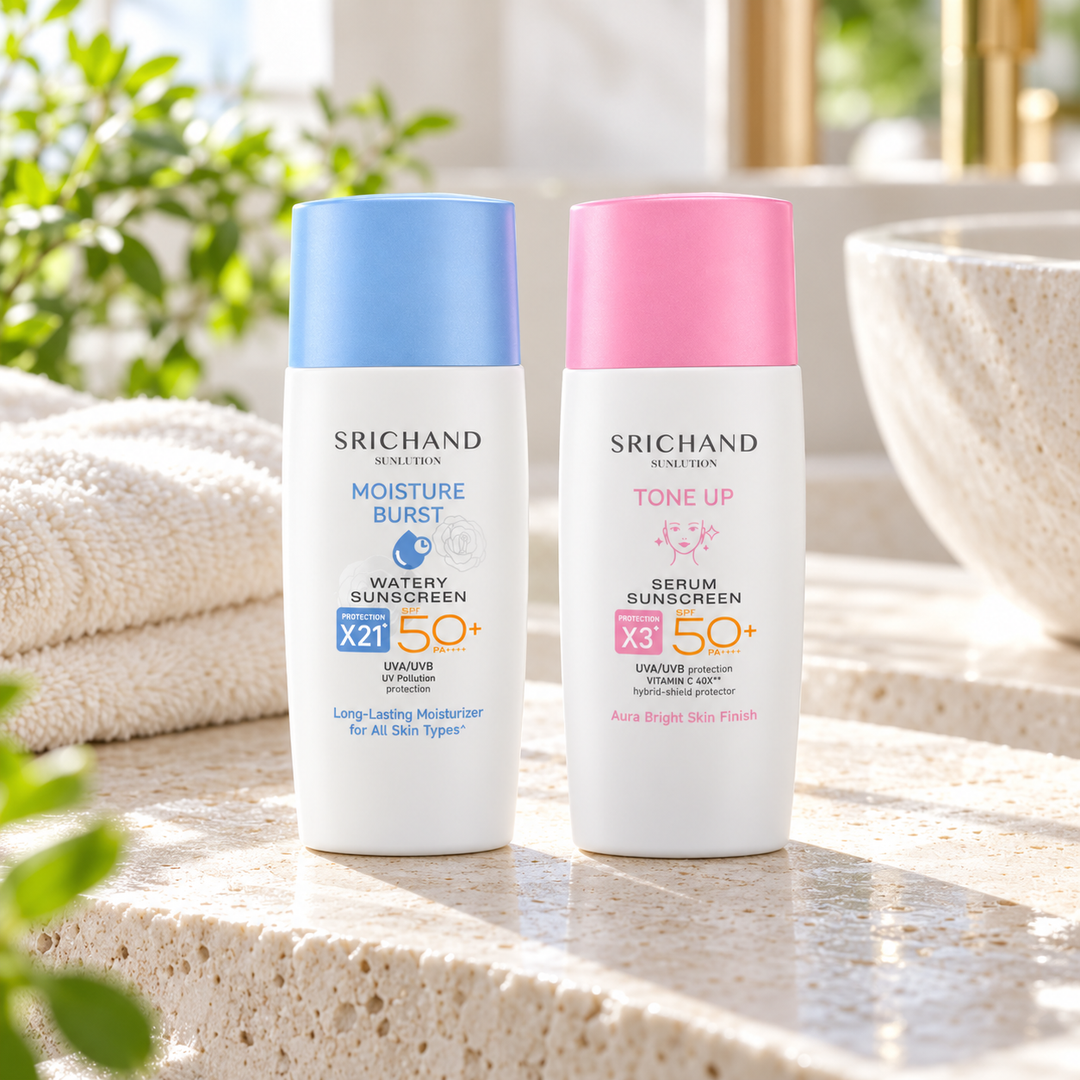 Srichand Sunlution Moisture & Tone Up Duo complete set — lifestyle view 1, serving or routine illustration