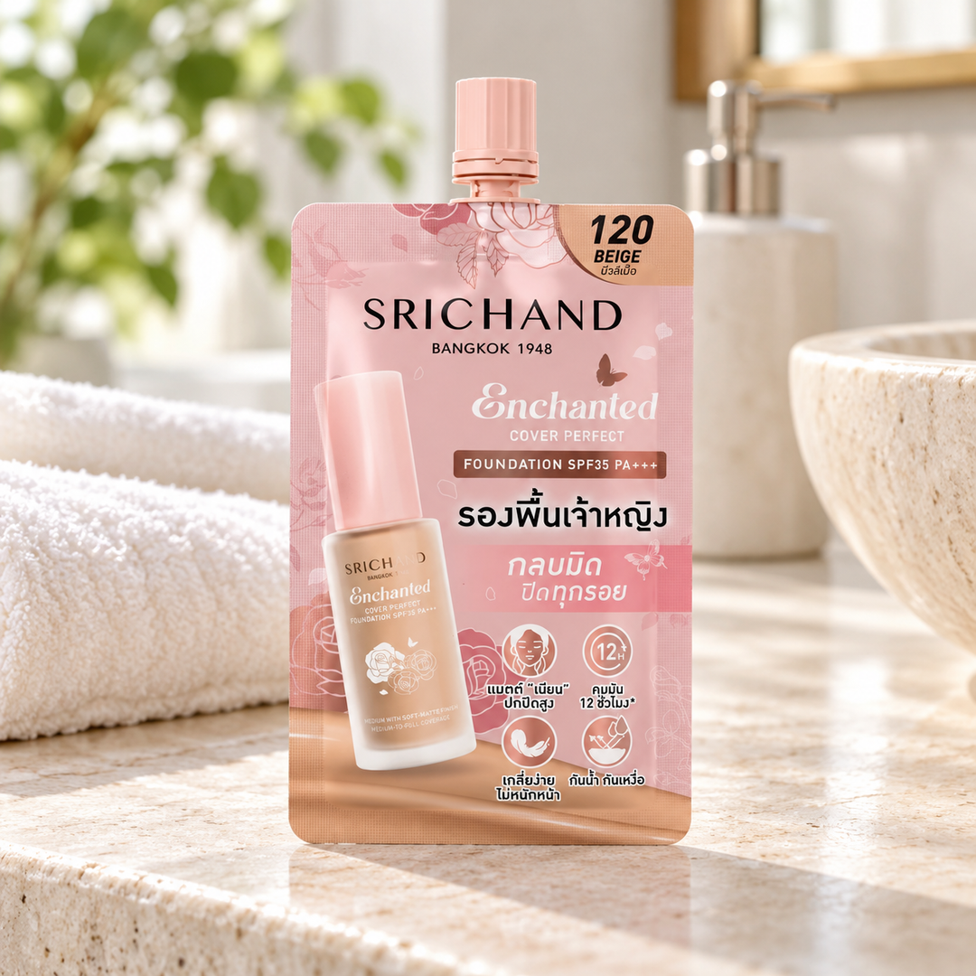 Srichand Enchanted Cover Perfect Foundation 7g. 120 Beige 7 g — lifestyle view 1, serving or routine illustration