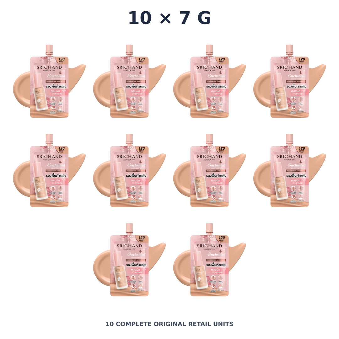 Srichand Enchanted Cover Perfect Foundation 7g. 120 Beige – 10 × 7 g — exact quantity shown on white background
