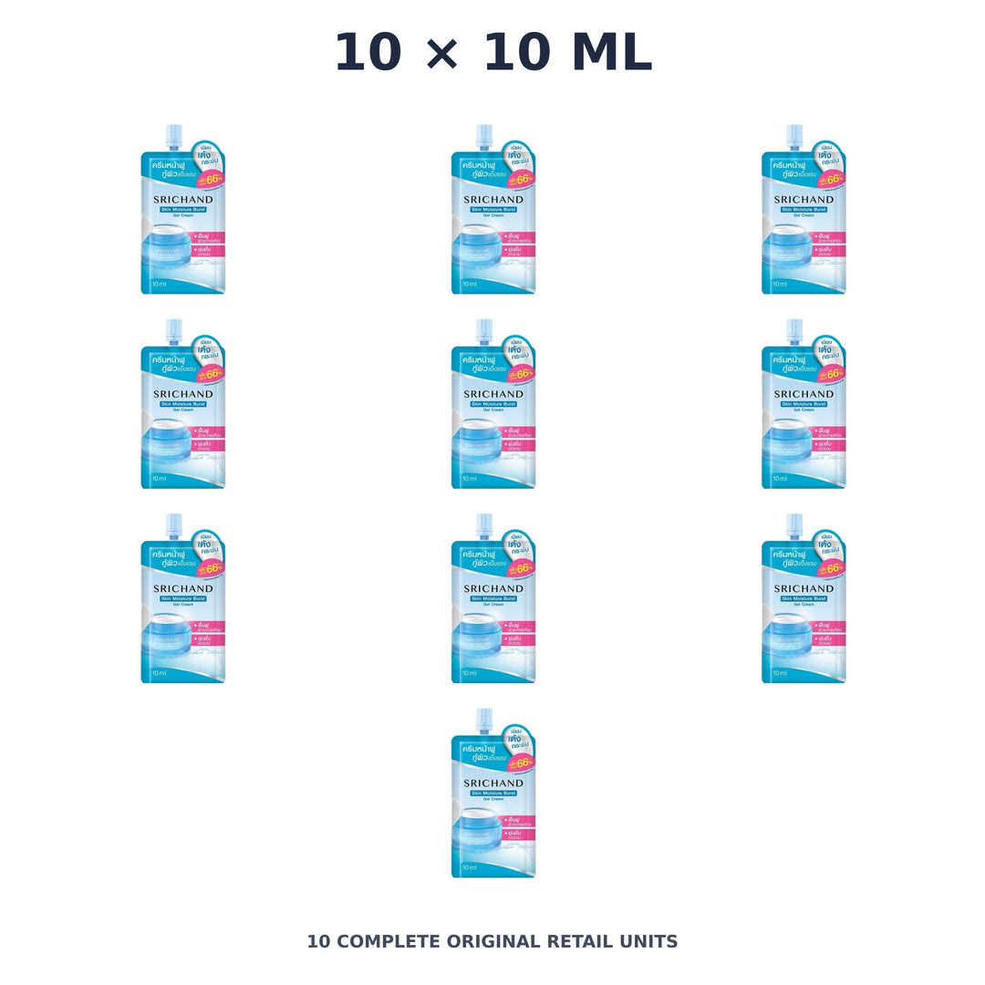 Srichand Skin Moisture Burst Gel Cream 10ml – 10 × 10 ml — exact quantity shown on white background