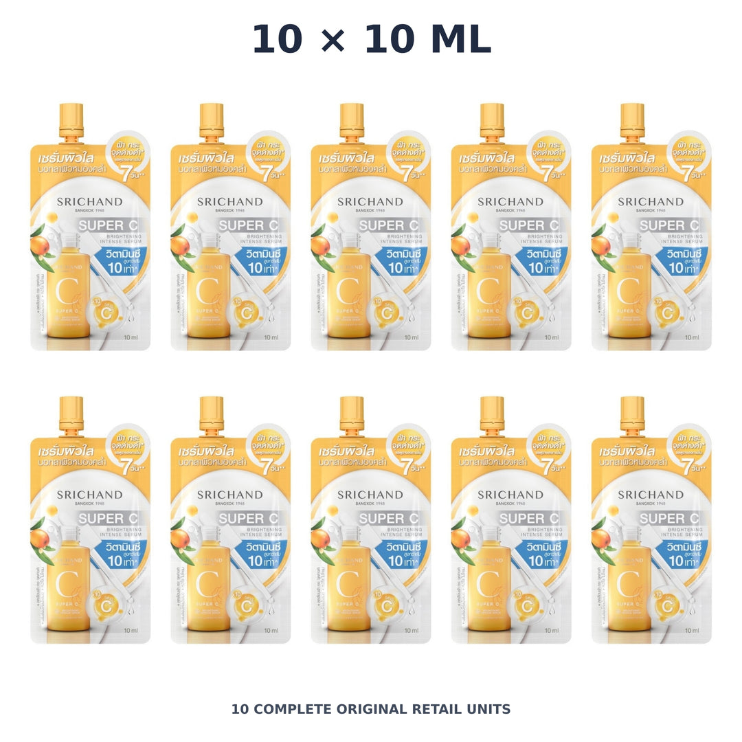 Srichand Super C Brightening Intense Serum 10ml – 10 × 10 ml — exact quantity shown on white background