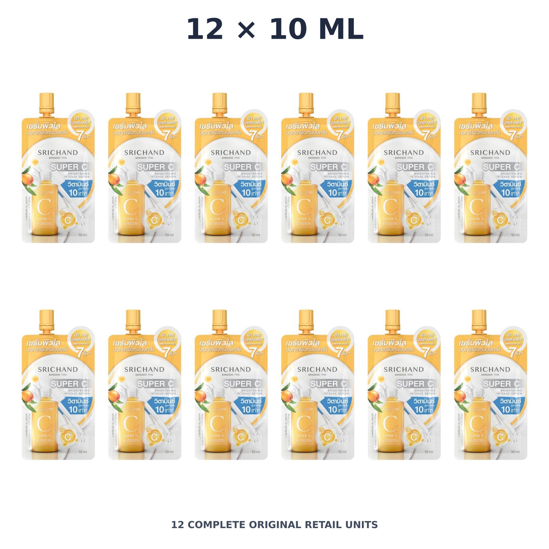 Srichand Super C Brightening Intense Serum 10ml – 12 × 10 ml — exact quantity shown on white background