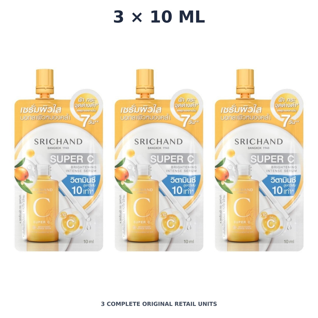 Srichand Super C Brightening Intense Serum 10ml – 3 × 10 ml — exact quantity shown on white background