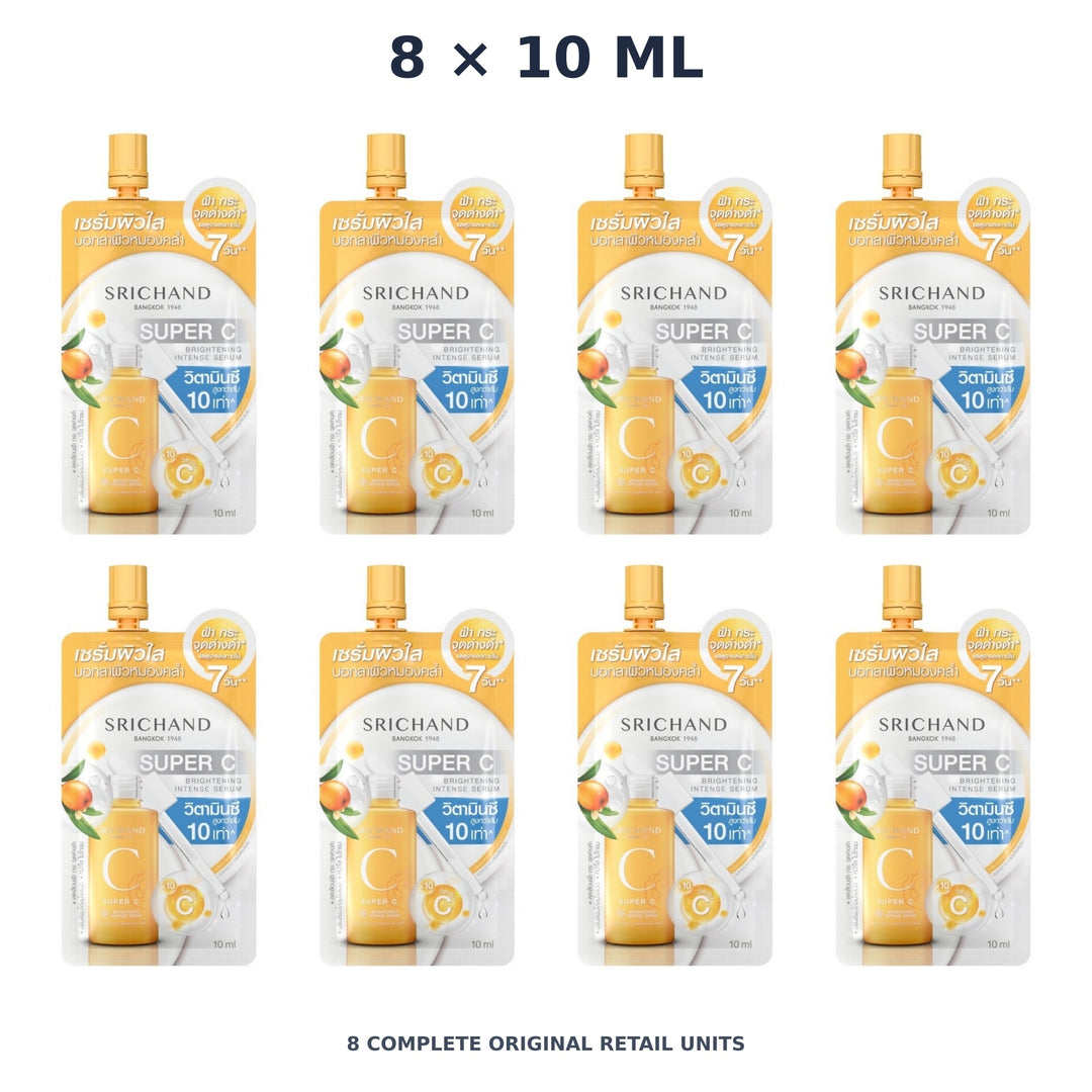 Srichand Super C Brightening Intense Serum 10ml – 8 × 10 ml — exact quantity shown on white background