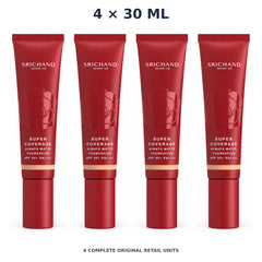 Srichand Super Coverage Always Matte Foundation SPF50+ PA++++ 30ml. 130 Natural – 4 × 30 ml — exact quantity shown on white background