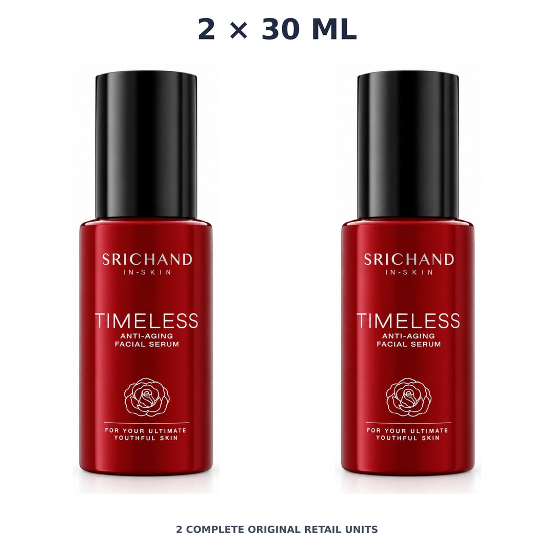 Srichand Timeless Anti-Aging Facial Serum 30ml – 2 × 30 ml — exact quantity shown on white background