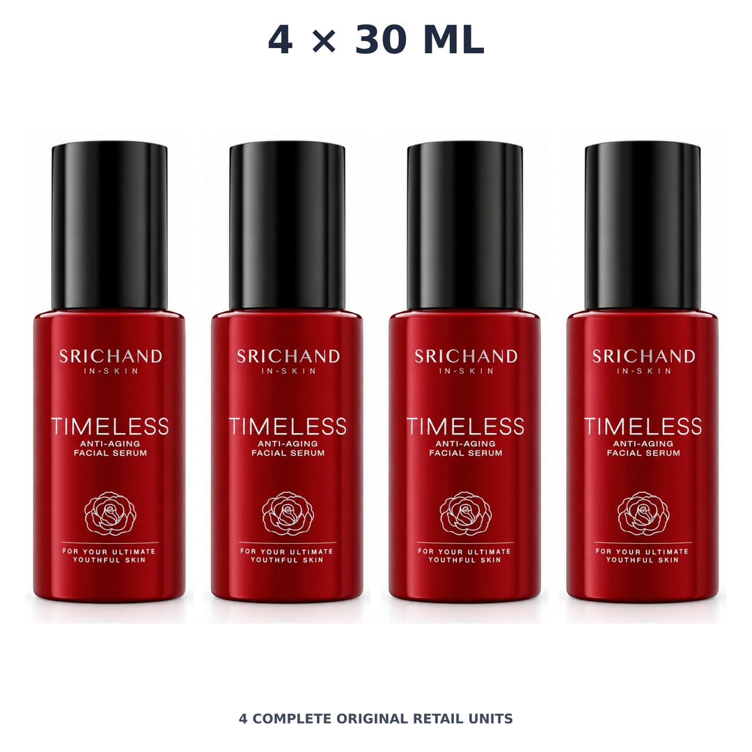 Srichand Timeless Anti-Aging Facial Serum 30ml – 4 × 30 ml — exact quantity shown on white background