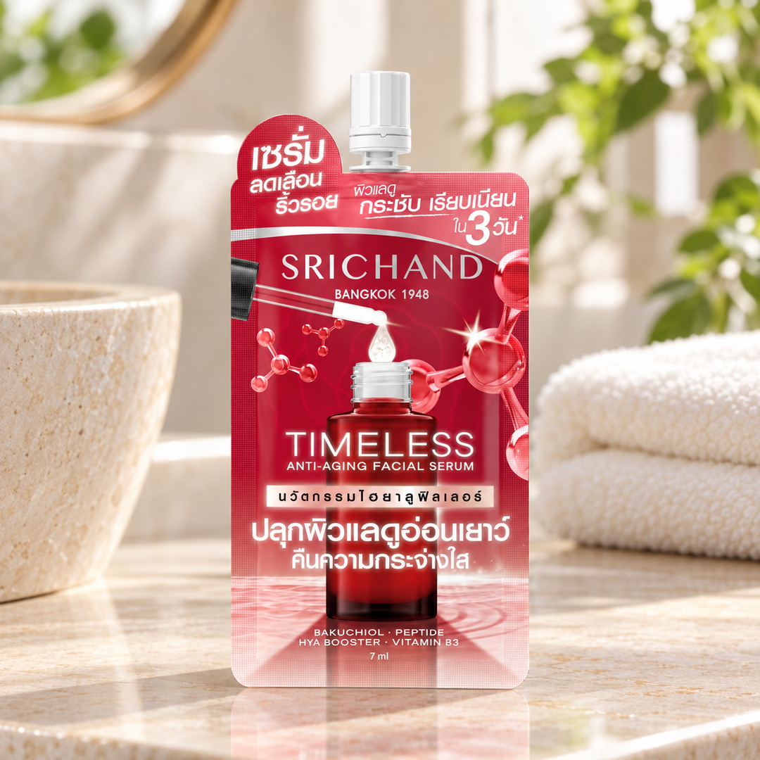 Srichand Timeless Anti-Aging Facial Serum 7ml 7 ml — lifestyle view 1, serving or routine illustration