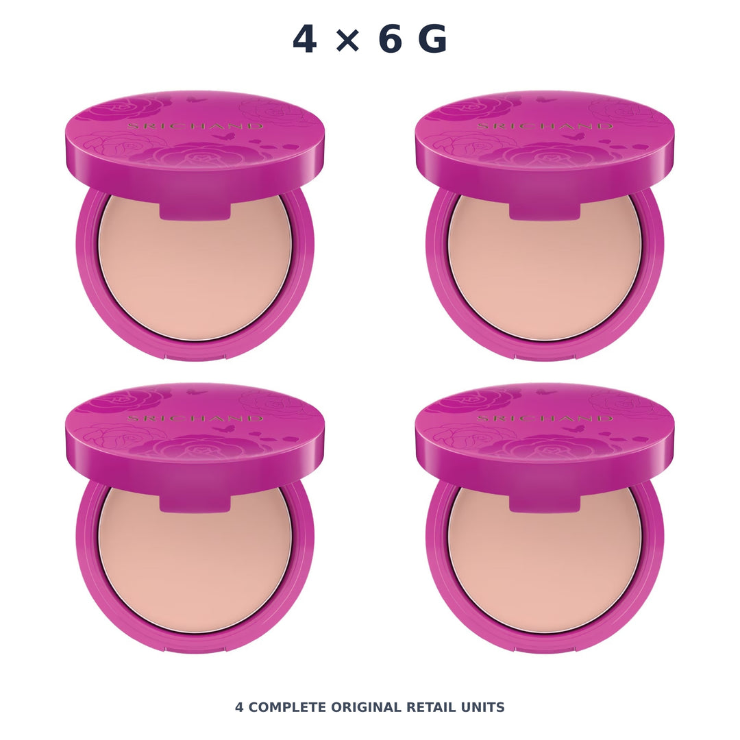Srichand Super Fix 18H Oil Control Foundation Powder SPF35 PA+++ 6g. N10 Natural – 4 × 6 g — exact quantity shown on white background