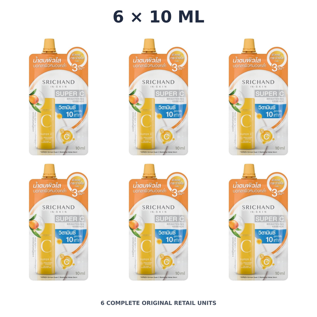 Srichand Super C Brightening Essence 10ml – 6 × 10 ml — exact quantity shown on white background
