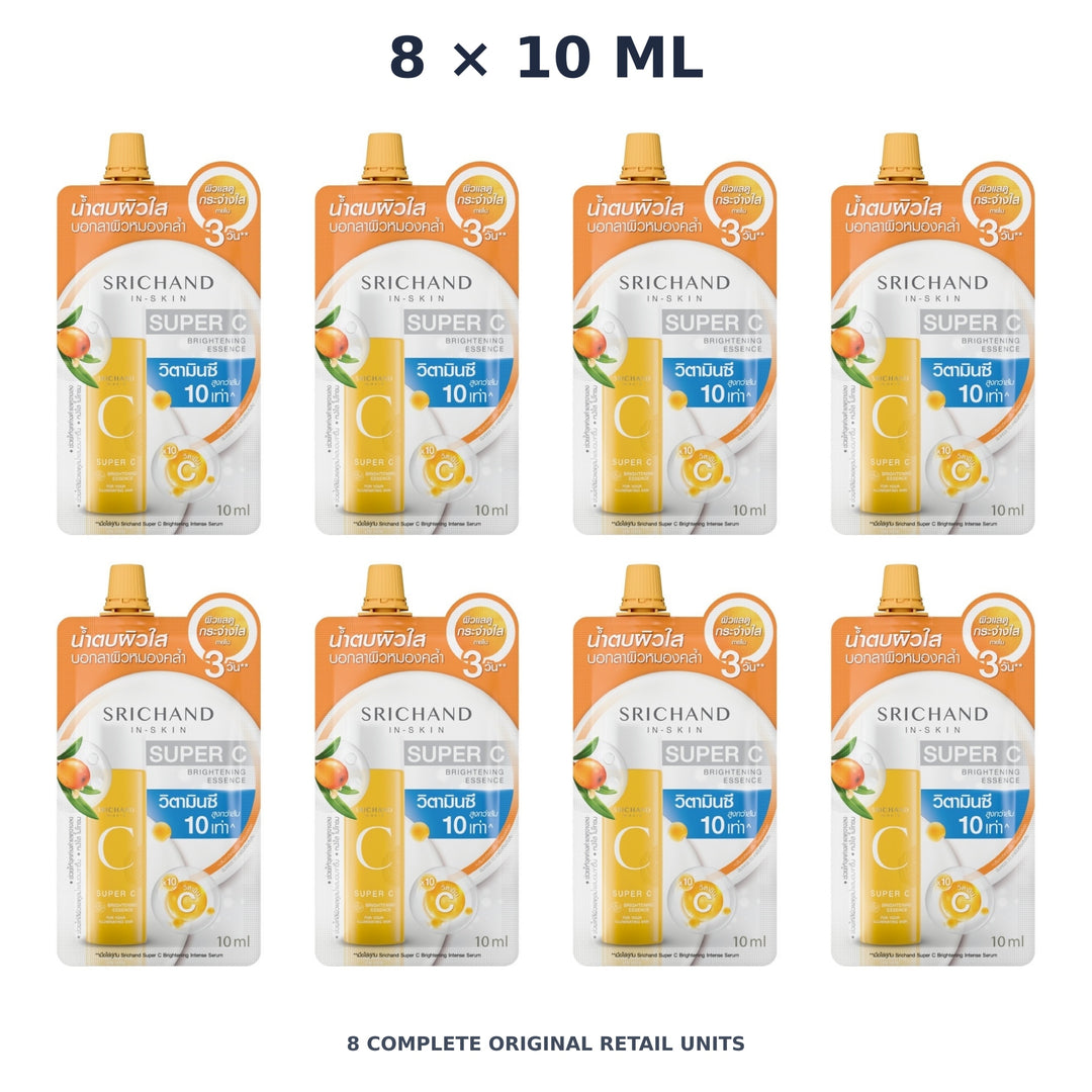 Srichand Super C Brightening Essence 10ml – 8 × 10 ml — exact quantity shown on white background