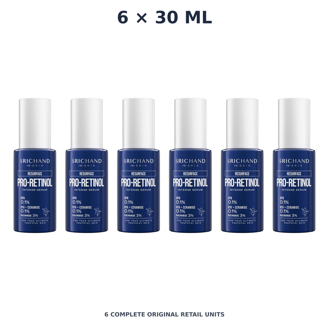 Srichand Resurface Pro Retinol Intense Serum 30ml – 6 × 30 ml — exact quantity shown on white background