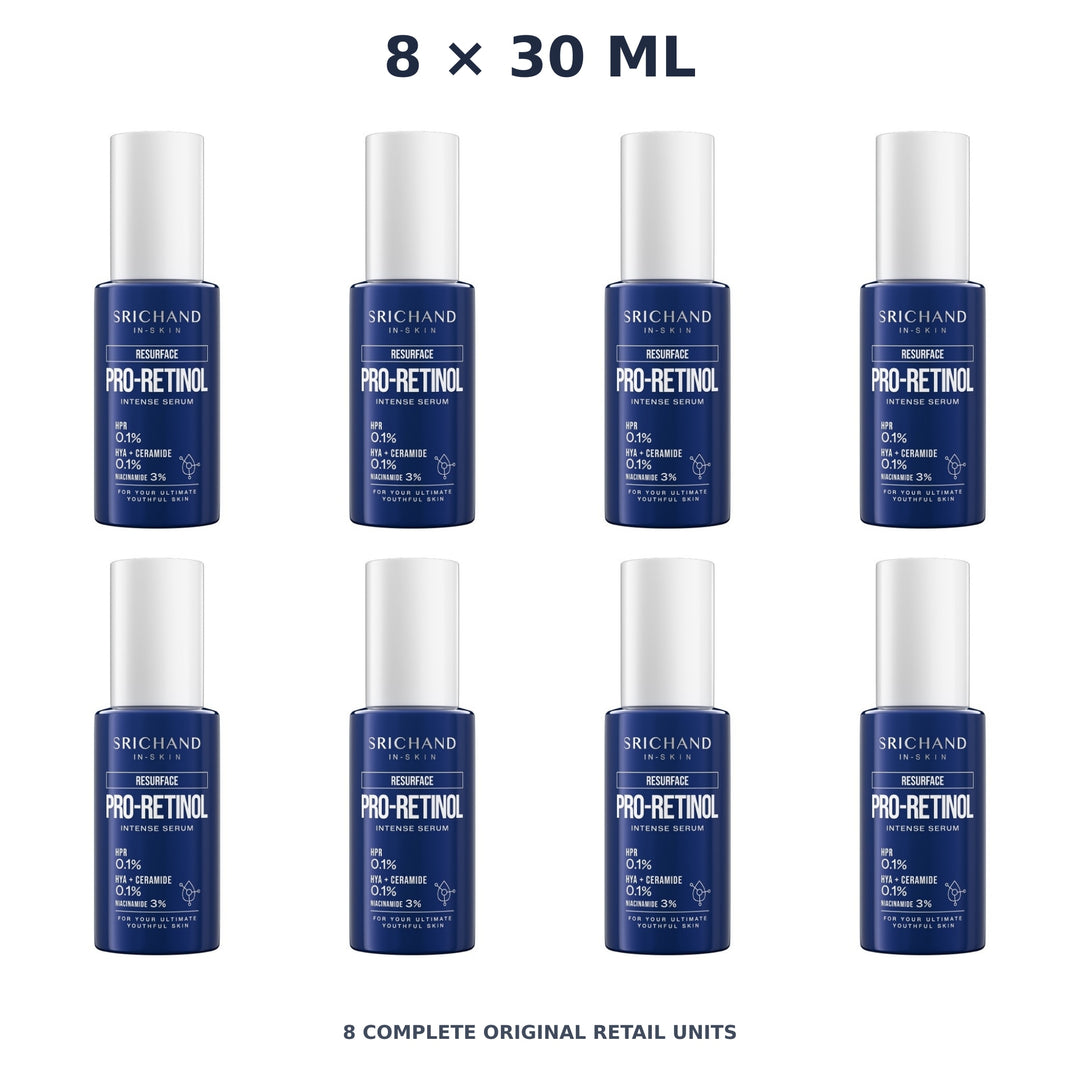 Srichand Resurface Pro Retinol Intense Serum 30ml – 8 × 30 ml — exact quantity shown on white background
