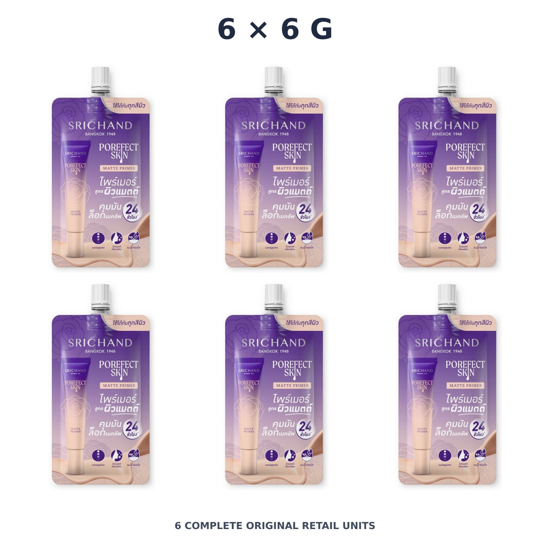 Srichand Porefect Skin Matte Primer 6g – 6 × 6 g — exact quantity shown on white background