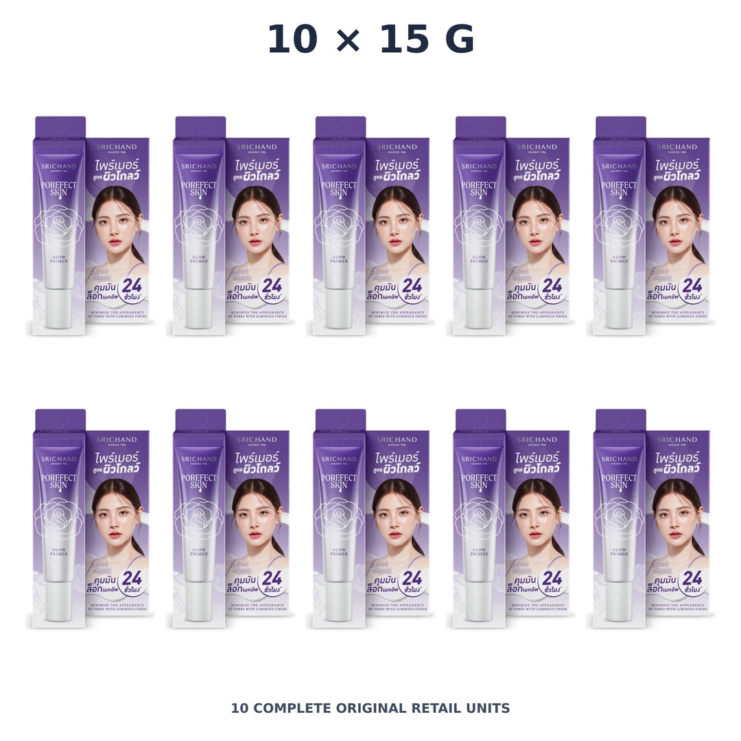 Srichand Porefect Skin Glow Primer 15g – 10 × 15 g — exact quantity shown on white background