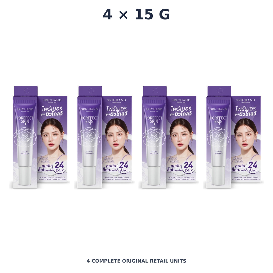 Srichand Porefect Skin Glow Primer 15g – 4 × 15 g — exact quantity shown on white background