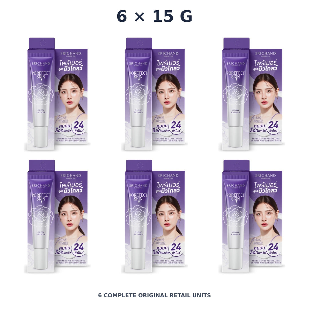Srichand Porefect Skin Glow Primer 15g – 6 × 15 g — exact quantity shown on white background
