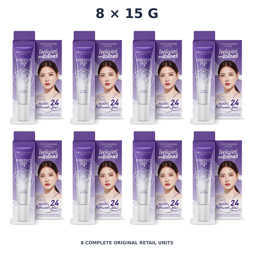 Srichand Porefect Skin Glow Primer 15g – 8 × 15 g — exact quantity shown on white background