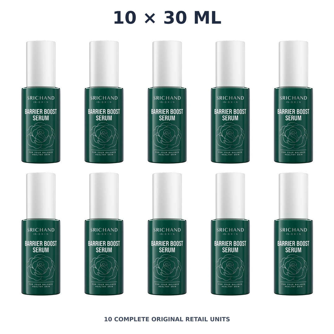 Srichand Barrier Boost Serum 30ml – 10 × 30 ml — exact quantity shown on white background
