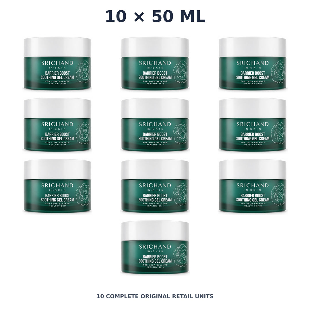 Srichand Barrier Boost Soothing Gel Cream 50ml – 10 × 50 ml — exact quantity shown on white background