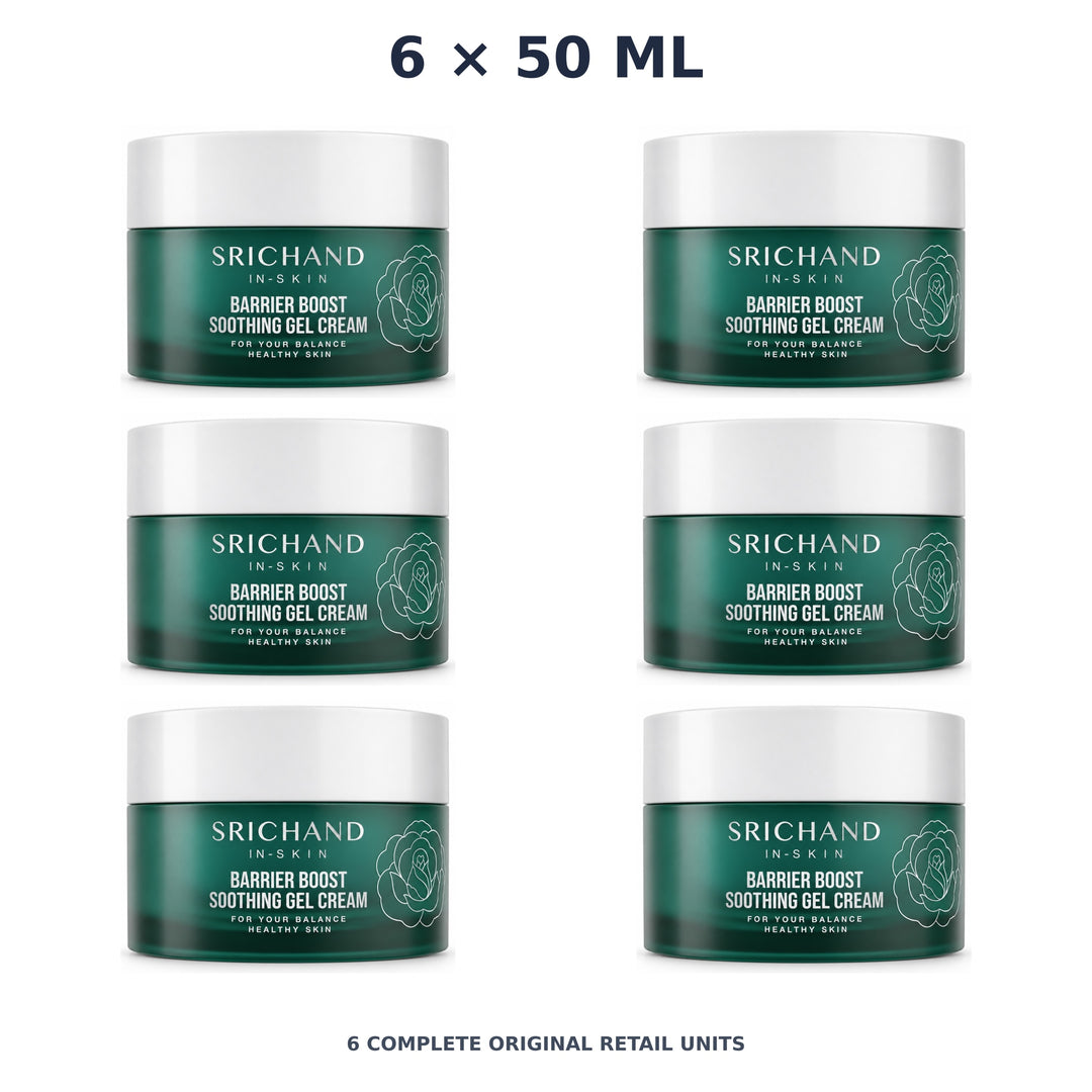 Srichand Barrier Boost Soothing Gel Cream 50ml – 6 × 50 ml — exact quantity shown on white background