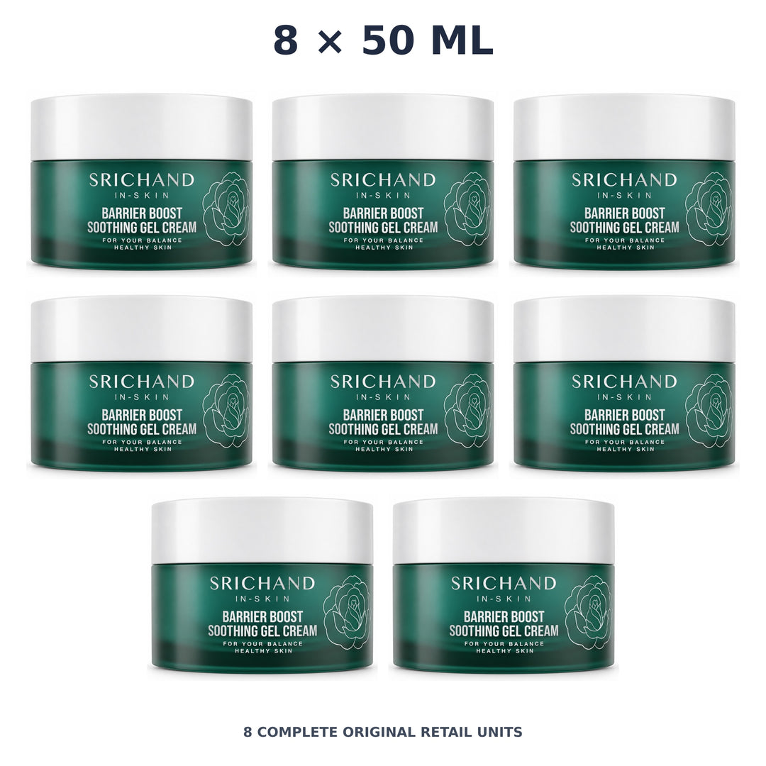 Srichand Barrier Boost Soothing Gel Cream 50ml – 8 × 50 ml — exact quantity shown on white background