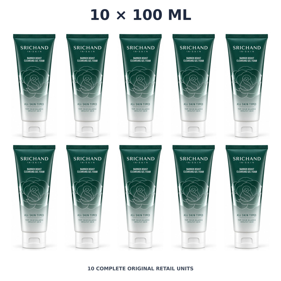 Srichand Barrier Boost Cleansing Gel Foam 100ml – 10 × 100 ml — exact quantity shown on white background