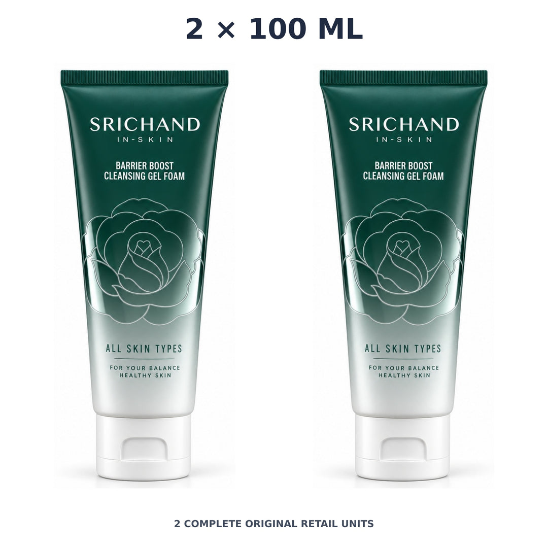 Srichand Barrier Boost Cleansing Gel Foam 100ml – 2 × 100 ml — exact quantity shown on white background